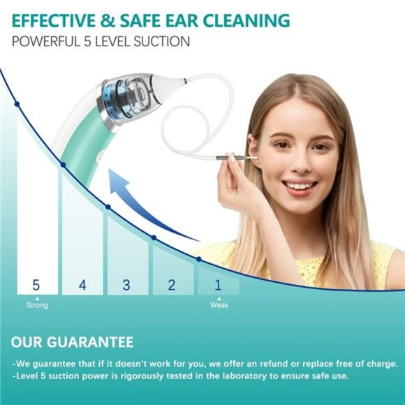 Ear Vacuum Wax Remover Tool - 5 Levels Strong Suction, Silicone Tip - Picture 2 of 7